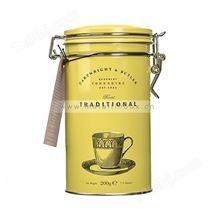 厂家定制圆形咖啡铁罐 马口铁密封咖啡罐带铁线扣
