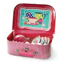马口铁儿童茶具套装带手提箱 儿童下午茶游戏玩具套装